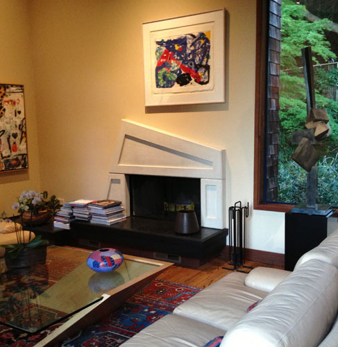 Living Room: Raymond Saunders oil on canvas, Sam Francis monotype, Bruce Beasley bronze